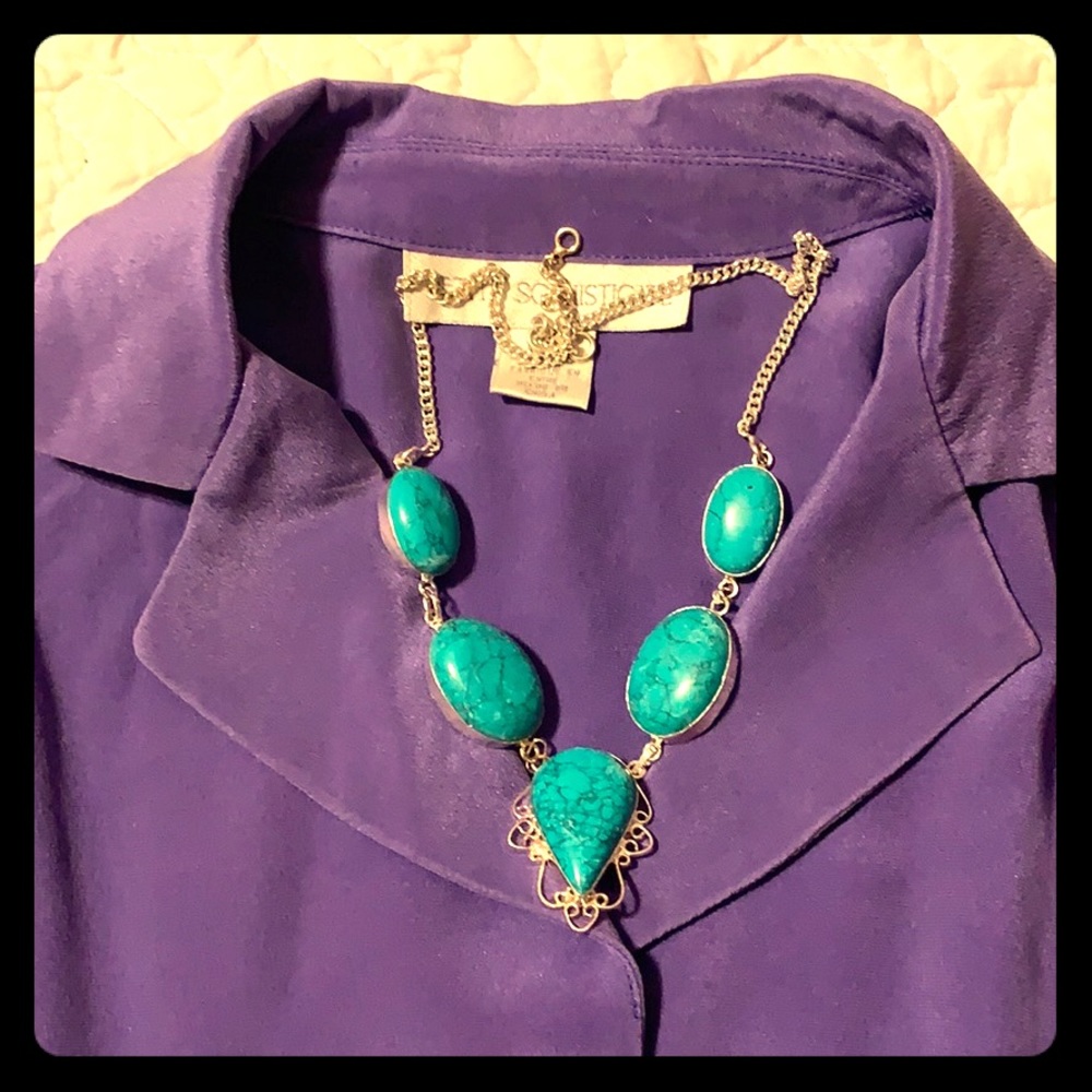 Turquoise and ‘925’ silver necklace and earrings set FIRM